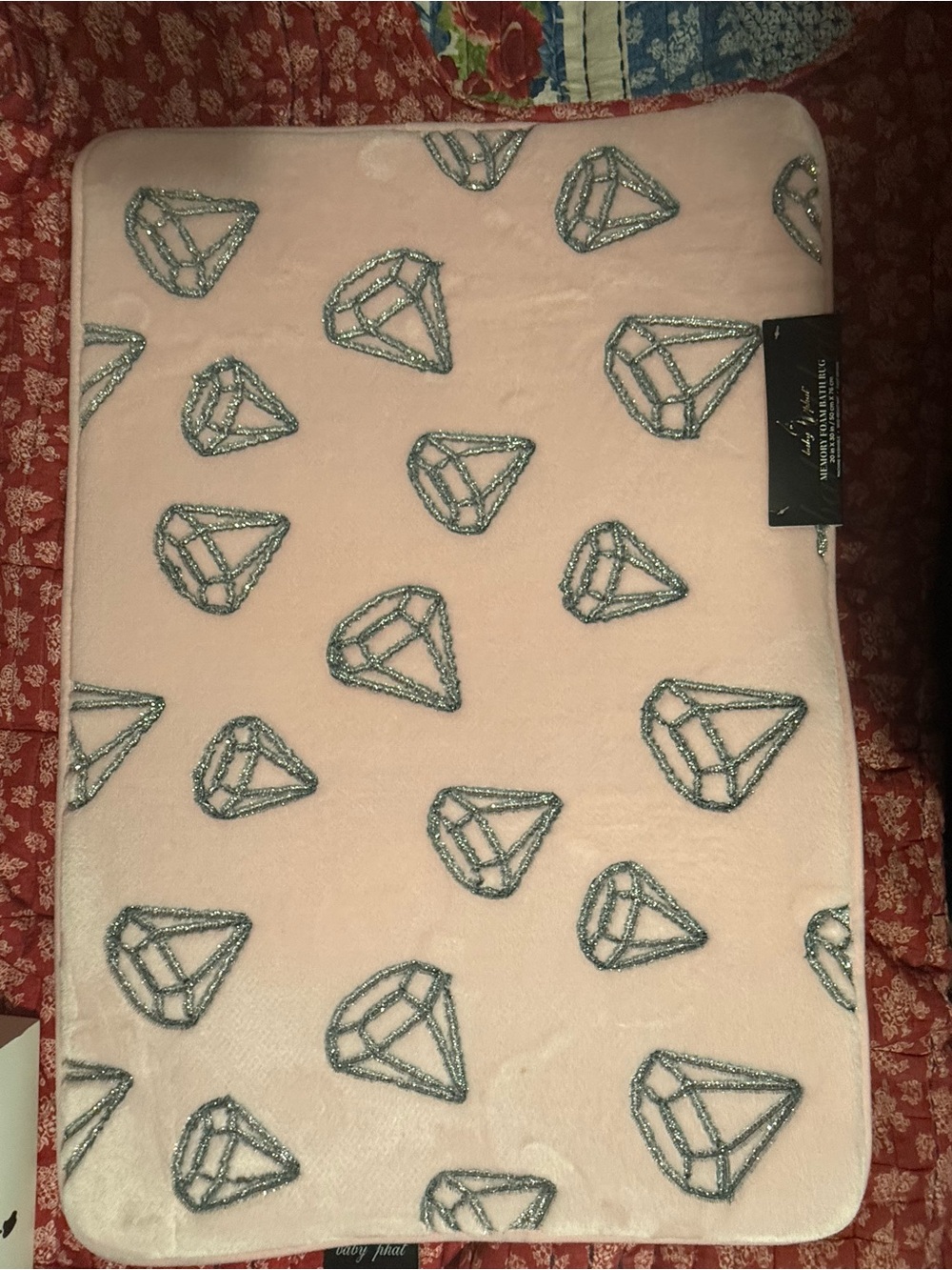 Baby Phat Plush Pink Diamond Pattern Bath Mat